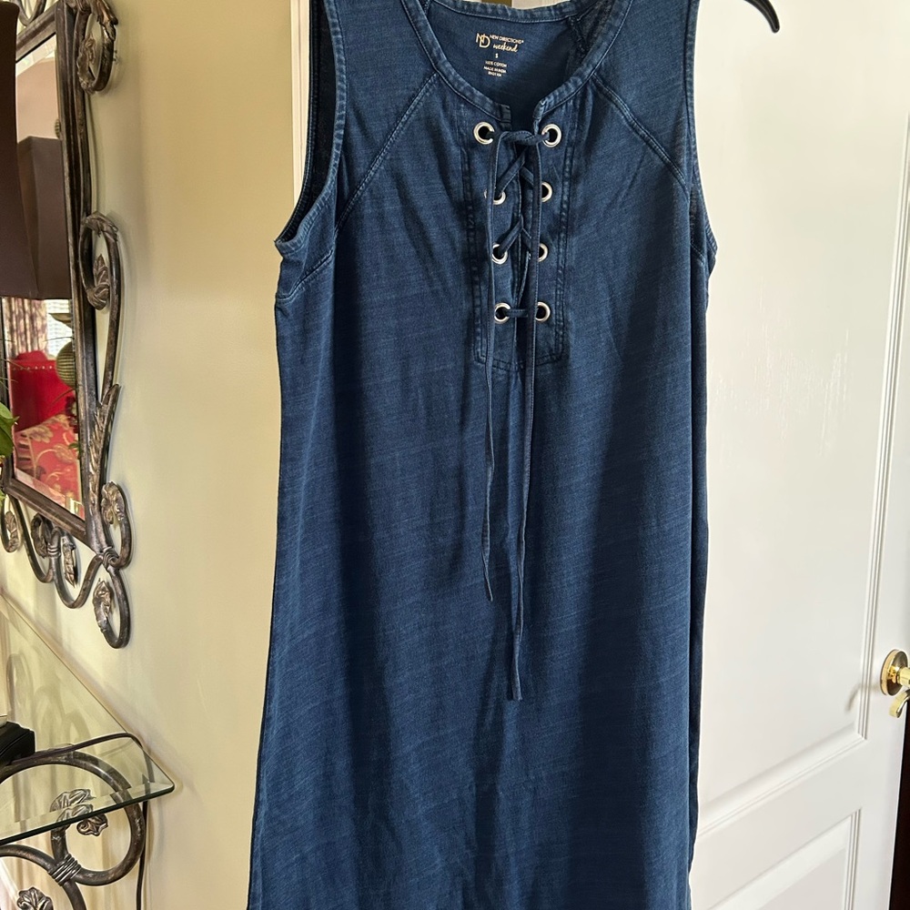 New Directions Blue Lace-Up Mini Dress